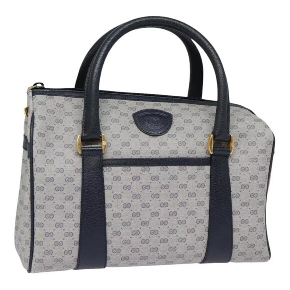 GUCCI Micro GG Supreme Hand Bag PVC Navy Gold 000 40 0207 Auth yk14683 - Picture 1 of 16